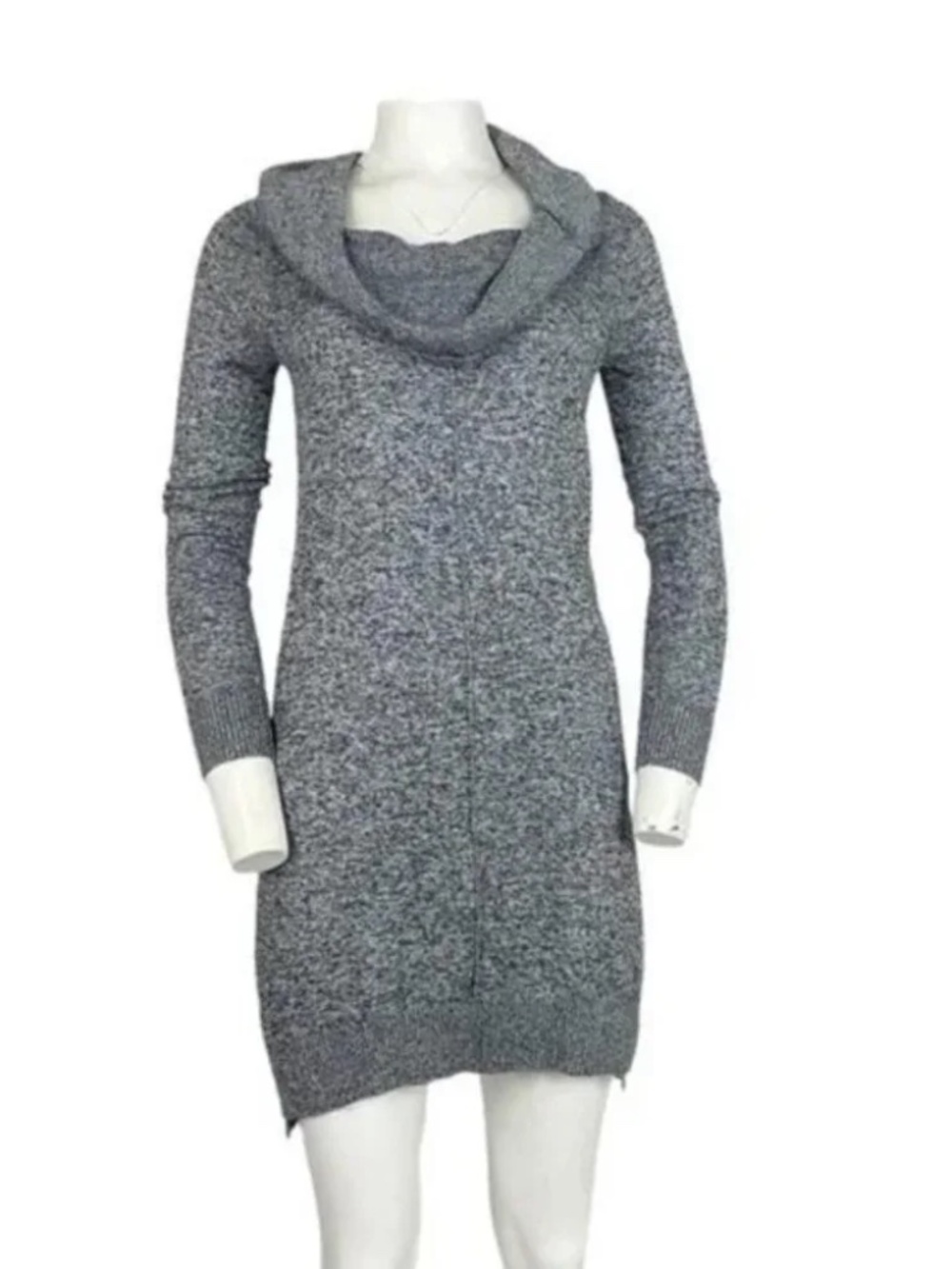 Express Gray Marled Cowl Neck Sweater Dress XS - Picture 2 of 6